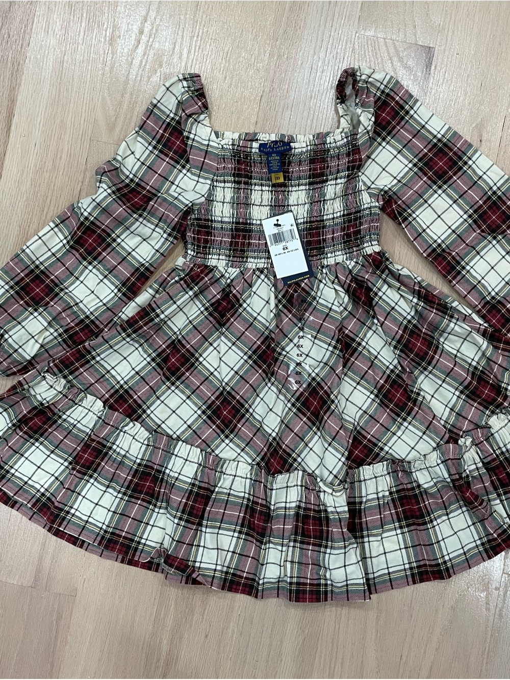 Polo by Ralph Lauren Cream, Red & Green Plaid Girls Dress